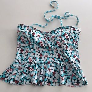 Lime Ricki peplum swim top, medium